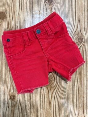 7/$20 Baby Gap Red Girls' Denim Shorts with Elastic Waistband Cotton 3-6 Months